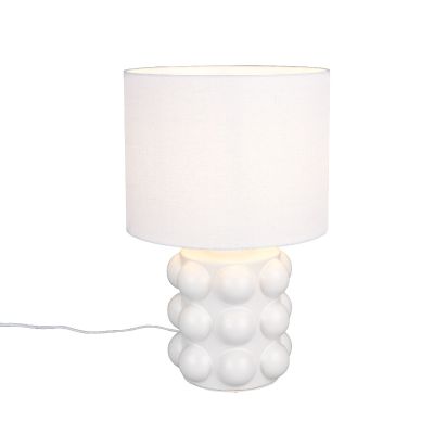 Lampă de masă din ceramică albă, Cihad, con întrerupător