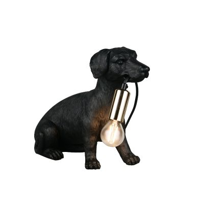 Lampă de masă neagră din plastic, Doggo