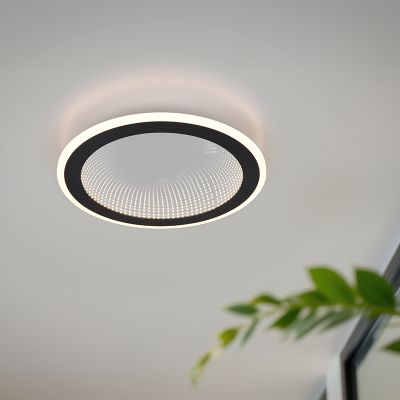 Plafonieră modernă neagră, Gunda, 21,5W, LED reglabil de la alb cald la alb rece, con telecomando