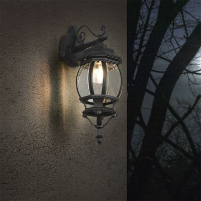 Lampă exterior clasică neagră, Evander, IP23