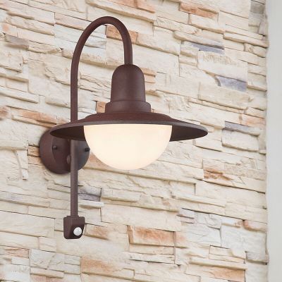 Aplică exterior cu senzor de mișcare modernă ruginie, Semmy, IP44