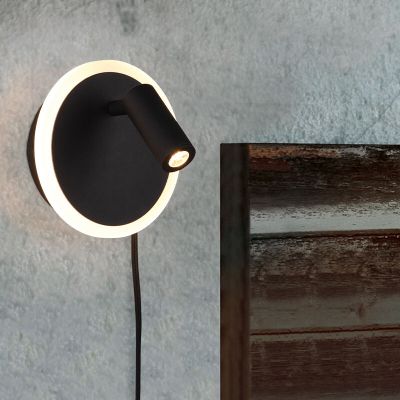 Aplică de perete modernă neagră, Sirias, 5W, LED 3000K, con întrerupător