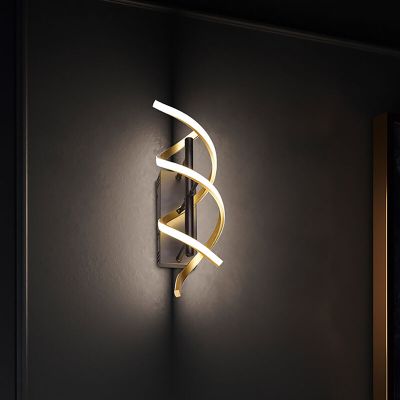Aplică de perete design alamă, Sylvian, 22W, LED white switch, dimmabil în 3 trepte
