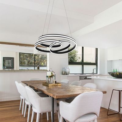 Lustră pentru masă de dining modernă neagră, Elyse, 60W, LED white switch
