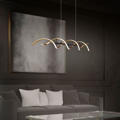 Lustră pentru masă de dining design alamă, Sylvian, 45W, LED white switch, dimmabil în 3 trepte