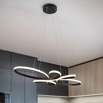 Lustră design neagră, Vikash, 32W, LED 3000K, dimmabil în 3 trepte