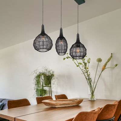 Lustră pentru masă de dining rustică neagră, Rins