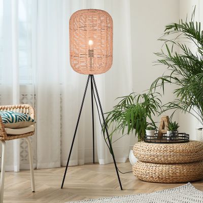 Lampadar trepied modern negru, Elham, con întrerupător