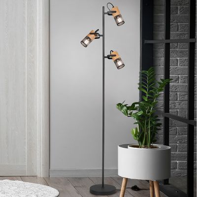 Lampadar vintage negru, Jessica, con întrerupător