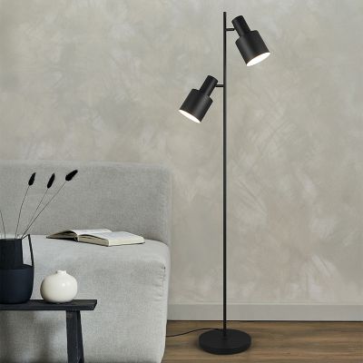 Lampadar negru din metal, Amila, con întrerupător