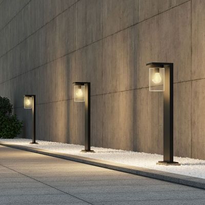 Stâlp iluminat cu senzor crepuscular modern negru, Yves, IP44