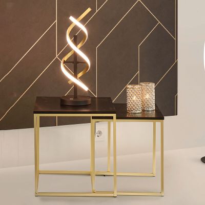 Lampă de masă design alamă, Sylvian, 20W, LED cu nuanță de lumină reglabilă, cu întrerupător tactil
