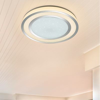 Lampă de tavan modernă crom, Saleem, 45W, LED reglabil de la alb cald la alb rece, con întrerupător