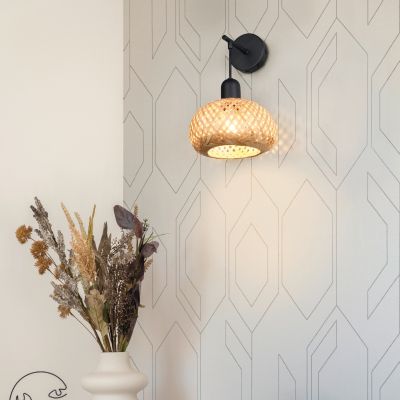 Aplică de perete din bambus maro, Mertcan