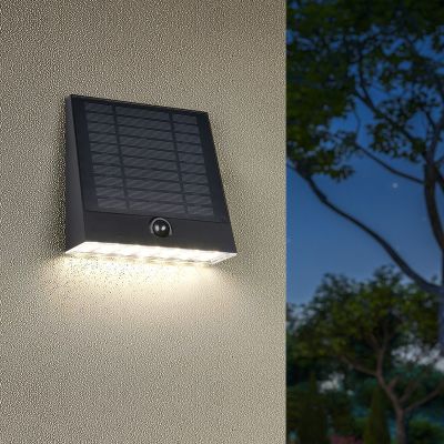 Aplică solară exterior modernă neagră, Pontus, 6W, LED 4000K, IP44