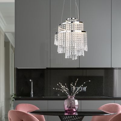 Candelabru design crom, Sjon, 30W, LED reglabil de la alb cald la alb rece, dimmabil în 3 trepte