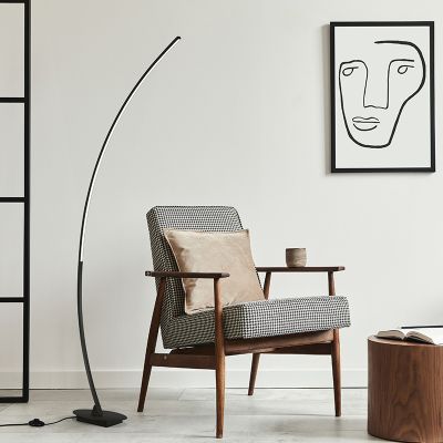 Lampadar arcuit design negru, Vessla, 11W, LED 3000K, con întrerupător