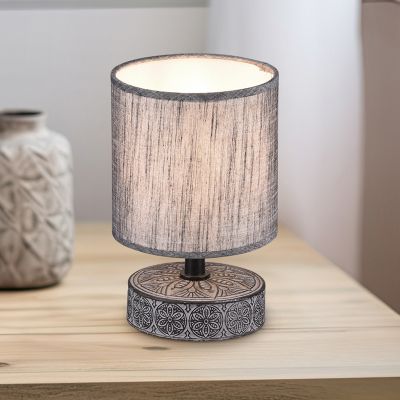 Lampă de masă din ceramică gri, Lola, con întrerupător