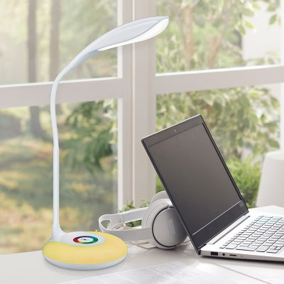 Lampă de birou modernă albă, Zetan, 3W, LED RGBW, cu întrerupător tactil
