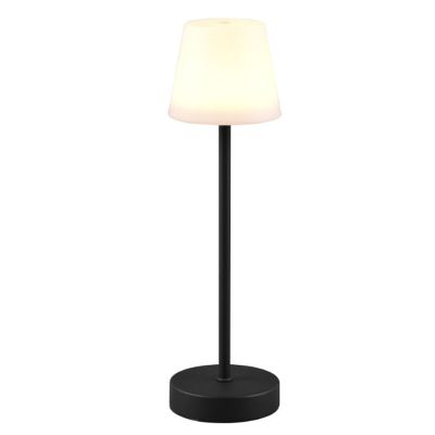 Lampă de masă reîncărcabilă neagră din plastic, Suman, 2W, LED reglabil de la alb cald la alb rece, IP44, cu întrerupător tactil