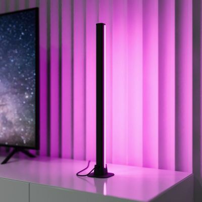 Lampă de masă modernă neagră, Wissal, 5W, LED RGB, con telecomando