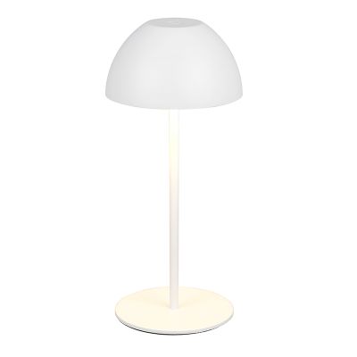 Lampă de masă reîncărcabilă albă din plastic, Mikhail, 2W, LED 3000K, IP44, cu întrerupător tactil