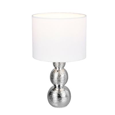 Lampă de masă din ceramică argintie, Leonhard, con întrerupător