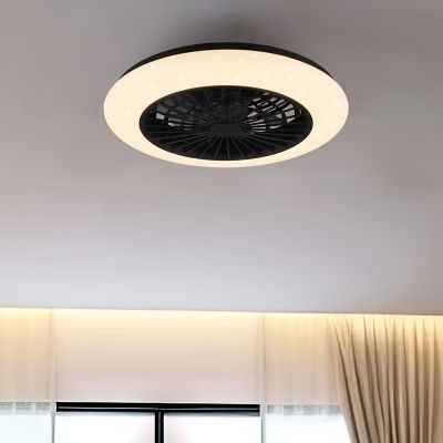 Ventilator de tavan modern, negru, Damyan, 30W, LED reglabil alb cald-rece, cu telecomandă