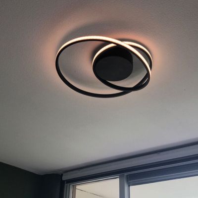 Lampă de tavan modernă neagră, Sassandra, 22W, LED 3000K, dimmabil în 3 trepte