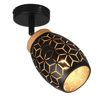 Spot de perete modern negru, Delana, con întrerupător