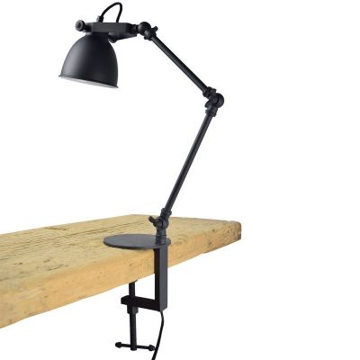 Lampă cu clemă neagră industrială, Morani, con întrerupător