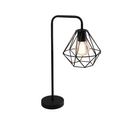 Lampă de masă neagră industrială, Jochem, con întrerupător