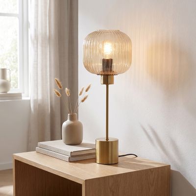 Lampă de masă chihlimbar design, Charlois, con întrerupător
