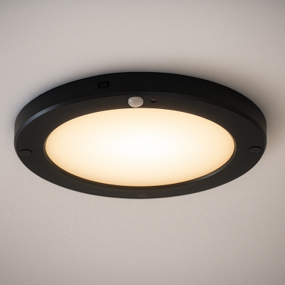 Plafonieră cu senzor neagră din plastic, Luan, 20W, LED 3000K