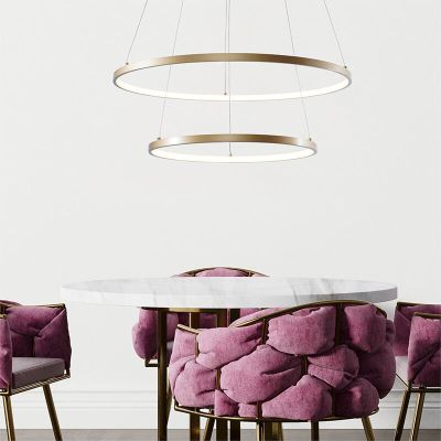 Lustră aurie design, Kubra, 50W, LED reglabil de la alb cald la alb rece