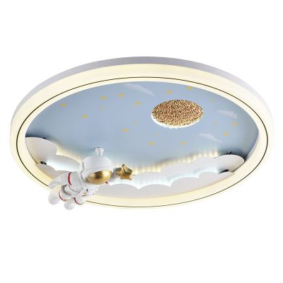 Plafonieră copii albastră din metal, Astronaut, 42W, LED 3000K, dimmabil în 3 trepte